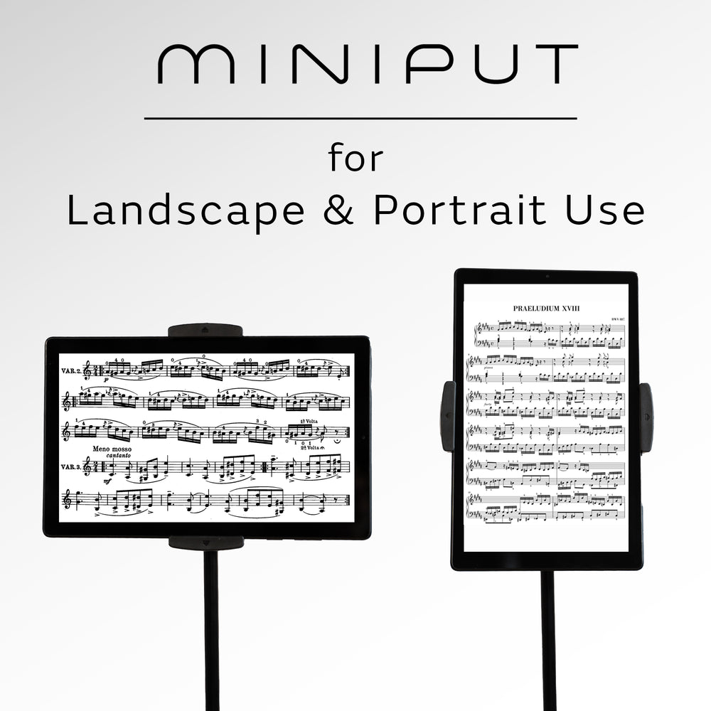 miniput music stand for tablets horizontal and vertical